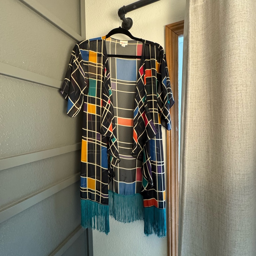 LuLaRoe Multicolor Geometric Kimono